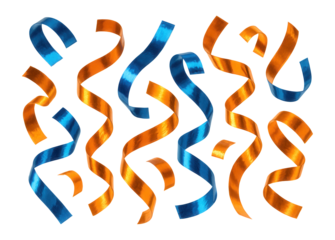 Blue and orange foil confetti strips with glossy coating