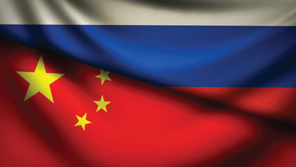 china and russia flag fusion design
