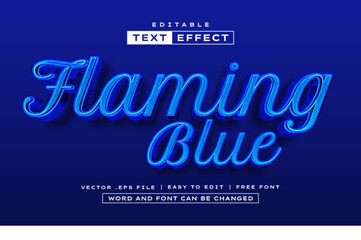 Flaming Blue 3D editable text effect style