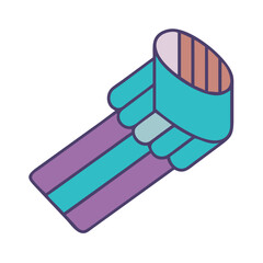 Abstract isometric illustration of parallel rectangular tubes on black