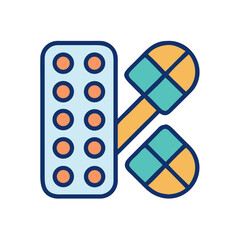 Vitamins and Supplements Flat Illustration on Black Background