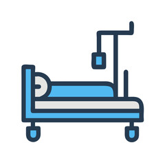 Illustration of a Hospital Bed with IV Drip on Black