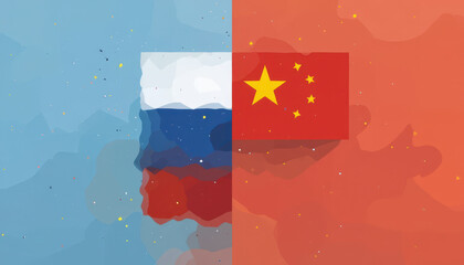 Geopolitical event russia and china flags symbolizing relations digital artwork global context split view unity in diversity