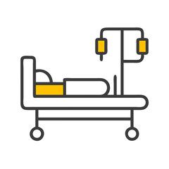 Stylized hospital bed with iv drip in minimalist illustration