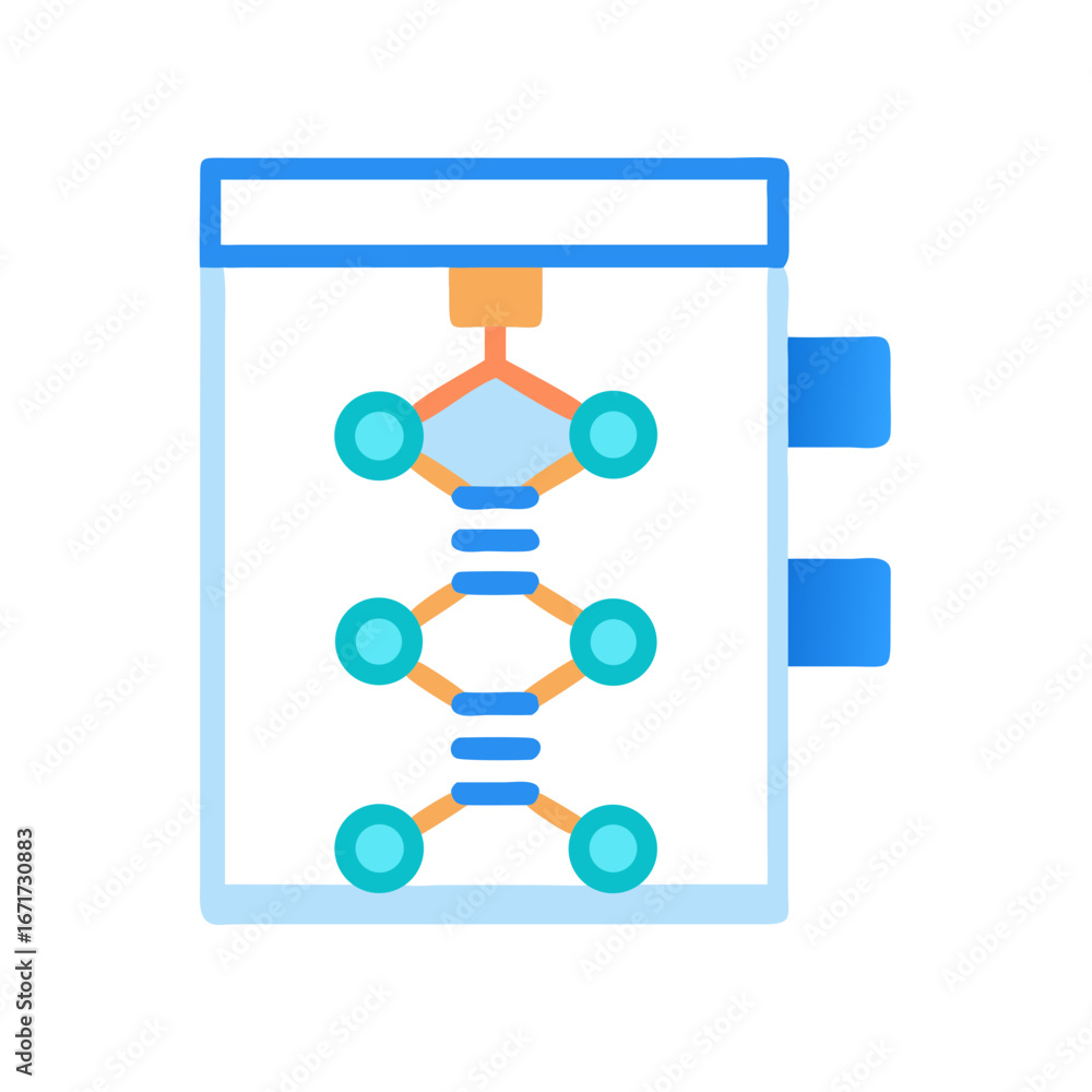Poster stylized diagram showing data flow with connected nodes network