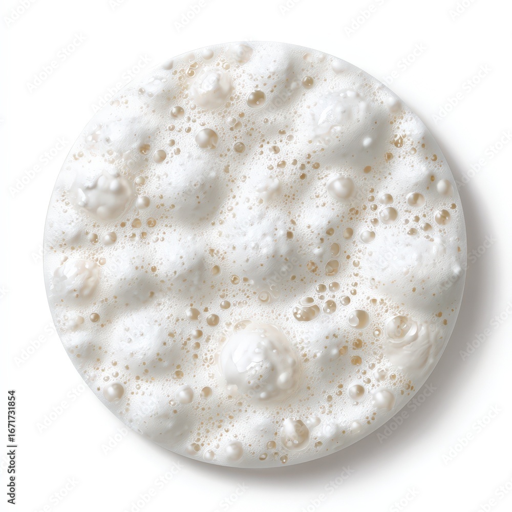 Poster close up view of creamy white foam texture with many bubbles ideal for background or product design