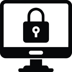 A computer monitor displaying a padlock, symbolizing security and data protection.