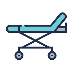 Medical gurney illustration on black background for hospital uses