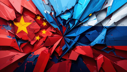 Tension between china and russia geopolitical dynamics in the global arena digital art abstract environment