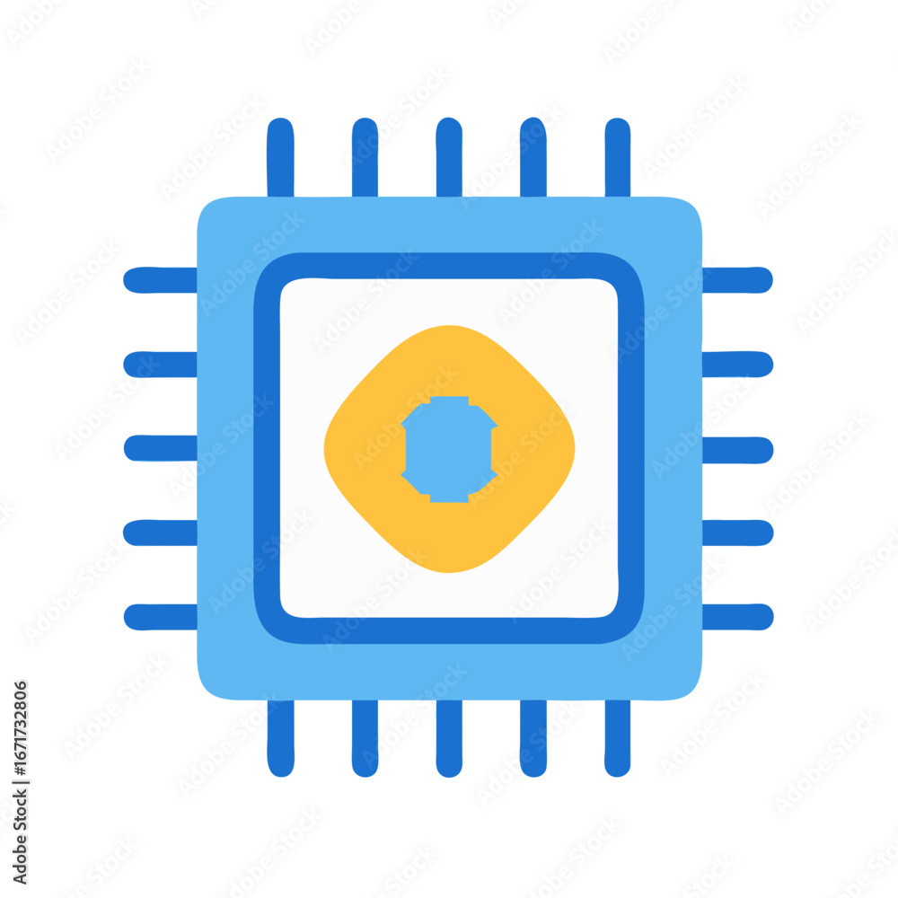 Poster modern cpu processor chip illustration for digital applications