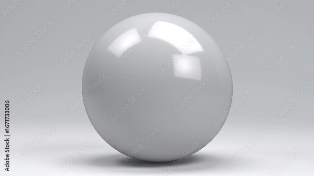 Poster isolated glossy grey sphere against a white background in a studio setting featuring soft lighting a
