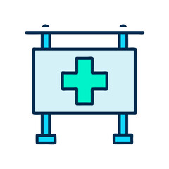 Medical sign with plus symbol for healthcare promotion graphic