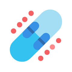 Minimalist tablet capsule with red dots on black background