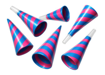 Blue and pink swirl party horns