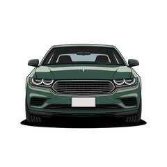 Naklejka premium Front View of a Green Sedan Car