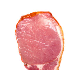 A piece of ham on a white background.
