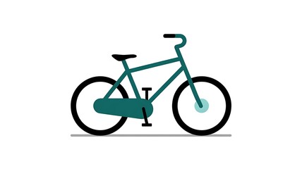 Fototapeta premium Simple Teal Bicycle Illustration on White Background