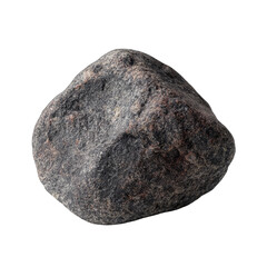 Close-up of a dark gray, roughly spherical stone