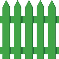 Flat Green Garden Fence Vector Illustration