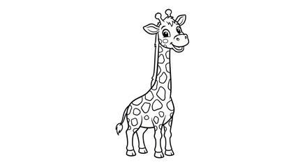 Cartoon giraffe outline for coloring book or educational materials about wildlife and animals