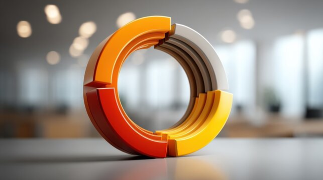 Abstract 3d rendering of a segmented circular object with vibrant colors, symbolizing data analysis, progress, and business growth