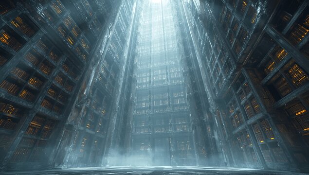 "Mysterious Architecture: Divine Light in Grand Structure