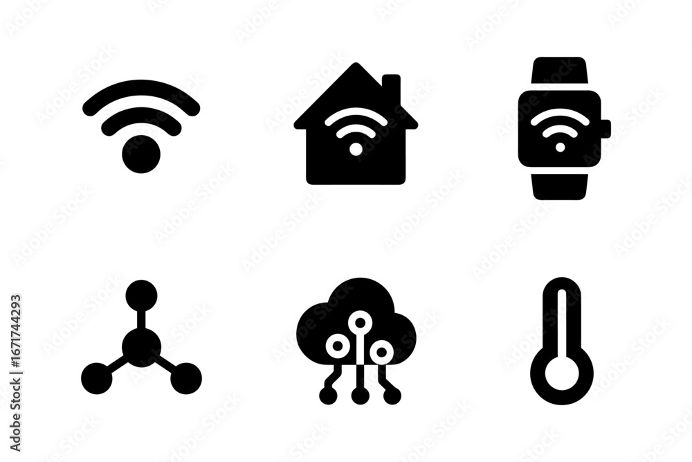 Poster simple smart technology icons for network and communication