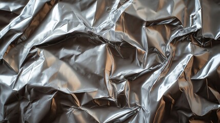 Obraz premium A detailed, textured surface of wrinkled foil with a beautiful light contrast.