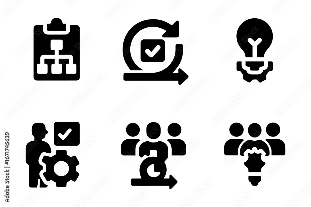 Poster flat icons for agile project management and collaboration concepts
