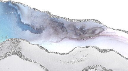 White and silver agate marble texture border frame