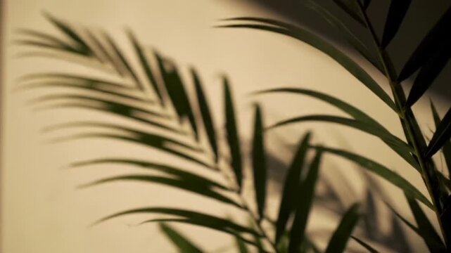 Palm Frond Shadow Play on a Neutral Wall A Study in Light and Texture