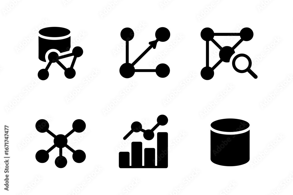 Poster simple data analysis icons for technology and business applications