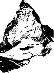 Obraz premium Distressed black and white mountain silhouette for urban design