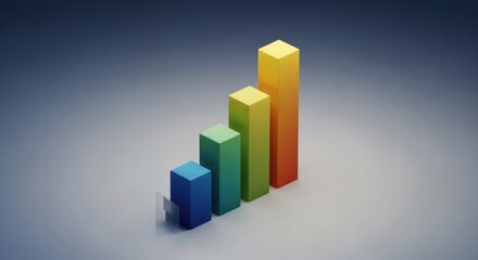 Colorful 3D bar graph, ascending