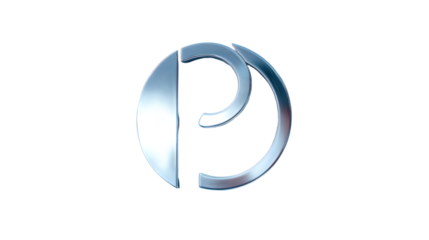 Shiny metallic letter p isolated on transparent background for modern design use