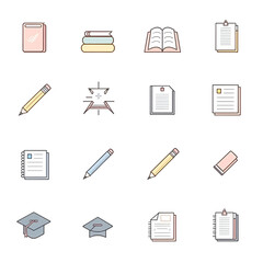 Professional education icons in linear design, displayed clearly.