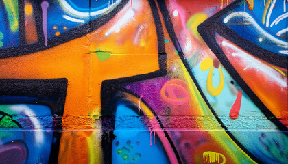 vibrant colorful graffiti on urban wall with abstract patterns