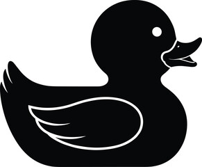 Duck silhouette vector, cartoon duck, cute bird, farm animal design, simple black duck illustration, rubber duck style, graphic art