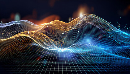 digital abstract wave virtual realm artwork technological environment close up view energy flow