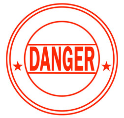danger red rubber stamp on white background