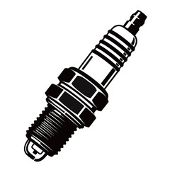 black and white silhouette of a spark plug vector on a white background
