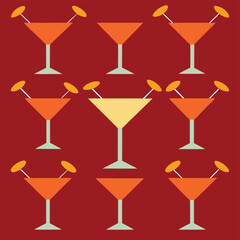 Vintage 1920s cocktail glass and martini motif 