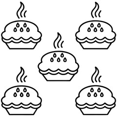 Hot Pie Line Art Icon Set Minimalist Vector Collection