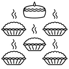 Hot Pie Line Art Icon Set Minimalist Vector Collection