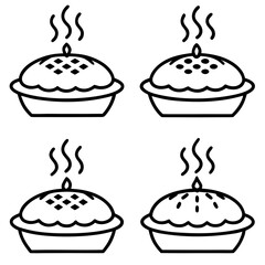 Hot Pie Line Art Icon Set Minimalist Vector Collection