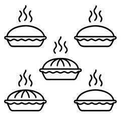 Hot Pie Line Art Icon Set Minimalist Vector Collection