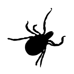 Tick silhouette, black insect - vector illustration