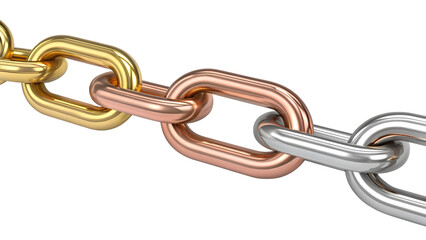 Obraz premium Metallic Chain Links with Gold Silver and Copper Accents