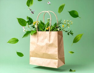 Eco Kraft Paper Bag with Leaves