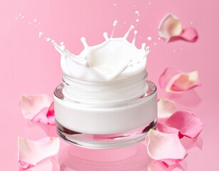 Glass Skincare Jar with Petal Splash